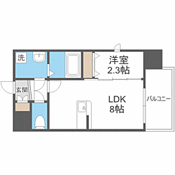 アスシード大手門 1LDKの間取図画像