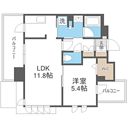 エンクレスト天神LINK 1LDKの間取図画像