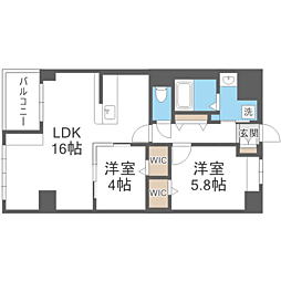 パストラーレ博多 2LDKの間取図画像