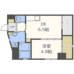 マリアヴィラ高宮 1DKの間取図画像