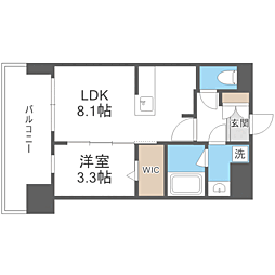 ブランシエスタ千早RJR 1LDKの間取図画像