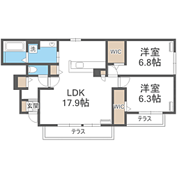D-room植村 2LDKの間取図画像