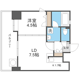 アクタス薬院3 1LDKの間取図画像
