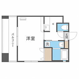 エンクレスト薬院 1Kの間取図画像