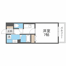 アルファレガロ大橋 1Kの間取図画像