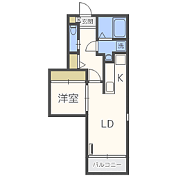 バーンメアオzizi 1LDKの間取図画像
