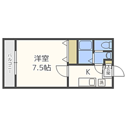 リード桜坂 1Kの間取図画像