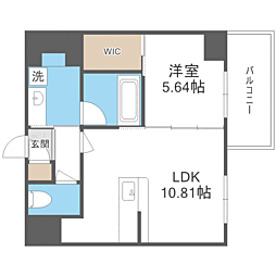 CREST西新 1LDKの間取図画像