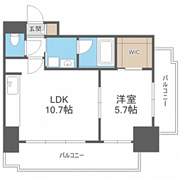 RJRプレシア吉塚駅前 1LDKの間取図画像