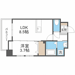Axis天神南弐番館 1LDKの間取図画像