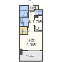 エンクレスト舞鶴2 1Kの間取図画像