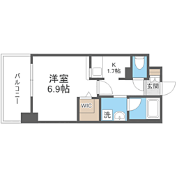 エンクレスト舞鶴2 1Kの間取図画像