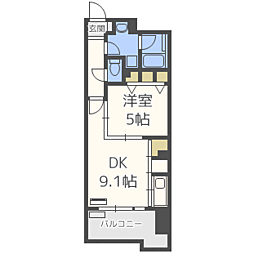 キルンズ博多駅南 1LDKの間取図画像