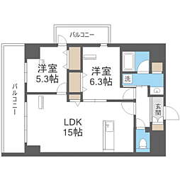 LexusGarden箱崎タワーズWEST 2LDKの間取図画像