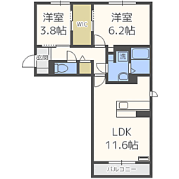 D-roomアネシス 2LDKの間取図画像