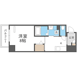 セラヴィ箱崎 1Kの間取図画像