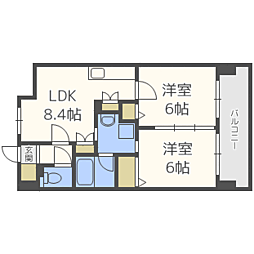 コンダクト福岡東 2LDKの間取図画像