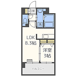エフ・パルク高宮 1LDKの間取図画像