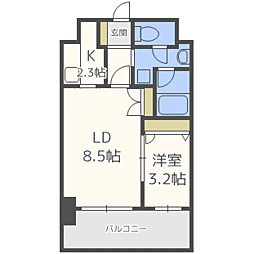 ビエネスタ千代県庁口 1LDKの間取図画像