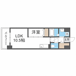 ライフフィールド銀天町 1LDKの間取図画像