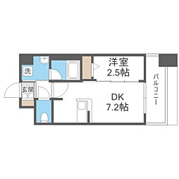 エンクレスト博多スタイル 1DKの間取図画像