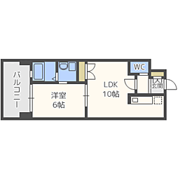 レジディア薬院大通 1LDKの間取図画像