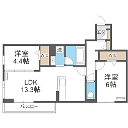 D-ROOM板付 2LDKの間取図画像