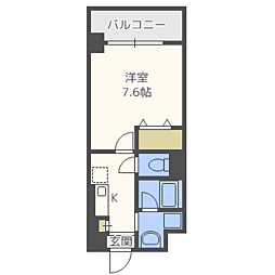 アンビシャス江崎 1Kの間取図画像
