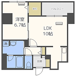 ウィスタリアレジデンス博多 1LDKの間取図画像