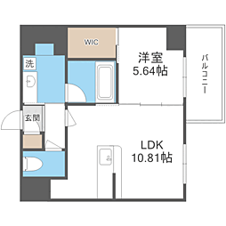 CREST西新 1LDKの間取図画像