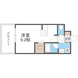 エンクレスト天神GLEE ワンルームの間取図画像