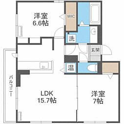 レイワパレス西新 2LDKの間取図画像