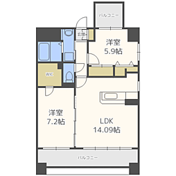 セゾン・ドール貝塚 2LDKの間取図画像