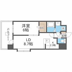 ラウレアK 1LDKの間取図画像
