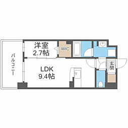 ブランシエル西新 1LDKの間取図画像
