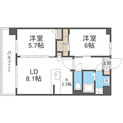 R-RESIDENCE博多駅南afford 2LDKの間取図画像