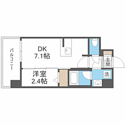 エンクレスト天神LINK 1DKの間取図画像