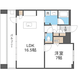 エンクレスト博多EXCEED 1LDKの間取図画像