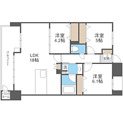 S-RESIDENCE愛宕SOUTH 3LDKの間取図画像