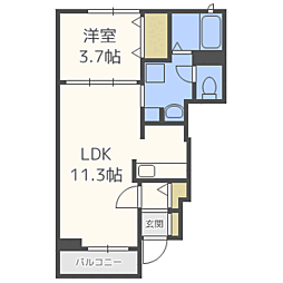 花椿 1LDKの間取図画像