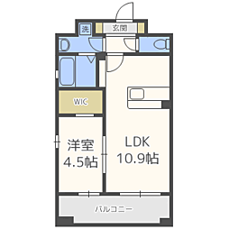 LIBTH-高宮通り 1LDKの間取図画像