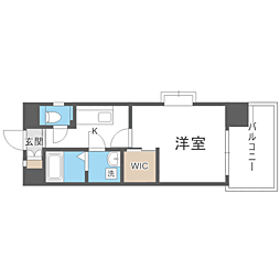 エンクレスト博多駅東 1Kの間取図画像