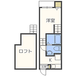 エスパシオフルーレ南大橋 1Kの間取図画像