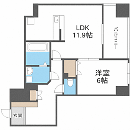 S-FORT警固タワー 1LDKの間取図画像