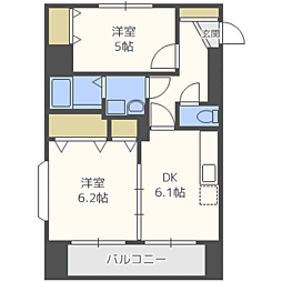 オーレオール 2DKの間取図画像