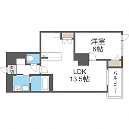 S-FORT警固タワー 1LDKの間取図画像