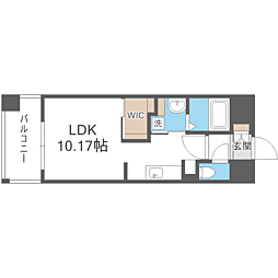 LIBTH博多駅南6 ワンルームの間取図画像