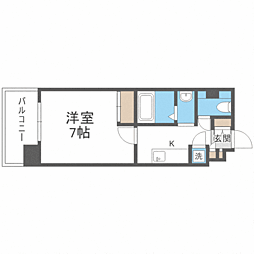 ウィルドゥ中洲 1Kの間取図画像