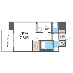 エンクレストベイ天神EAST 1Kの間取図画像
