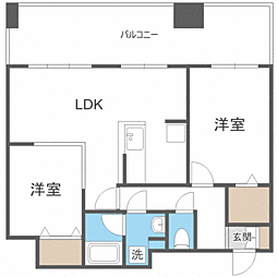 KDXレジデンス大濠ハーバービュータワー 2LDKの間取図画像